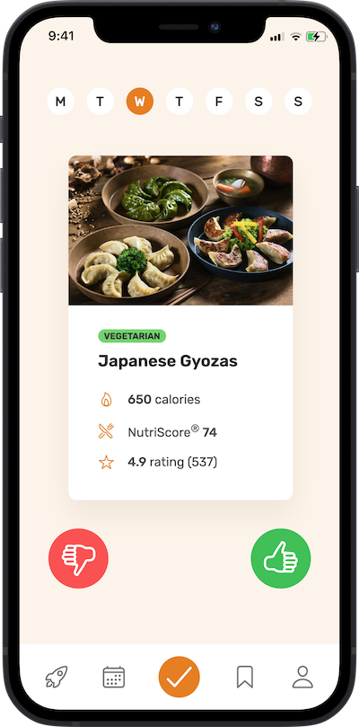 iPhone app
            Meal Approving plan screen